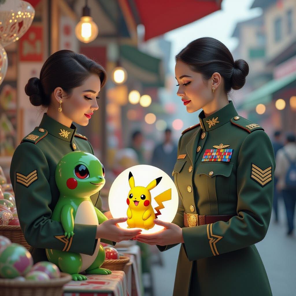 Military Negotiator Buys Glowing Orb with Pikachu