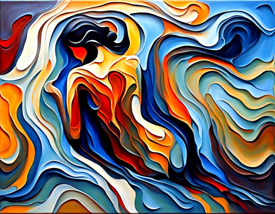 Abstract Bodyscape: Impasto Painting of a Woman