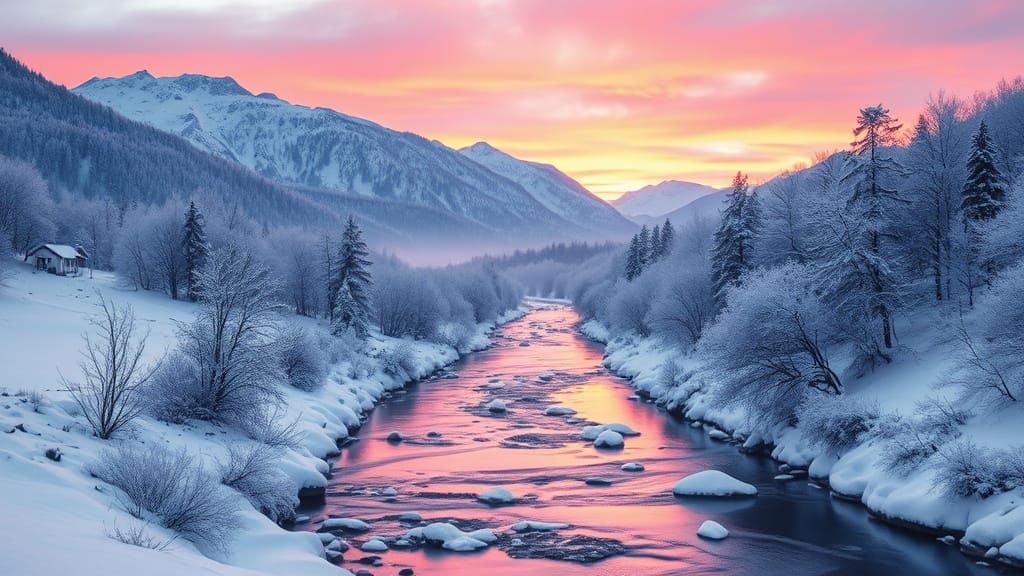 Winter Morning Serenity in Vibrant Colors