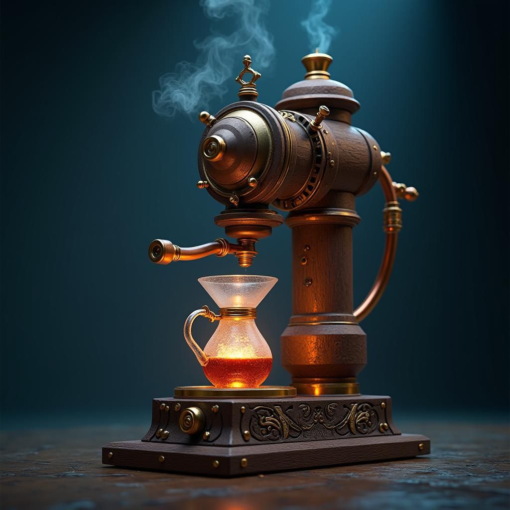 Steampunk Coffee Maker in Fantasy Concept Art
