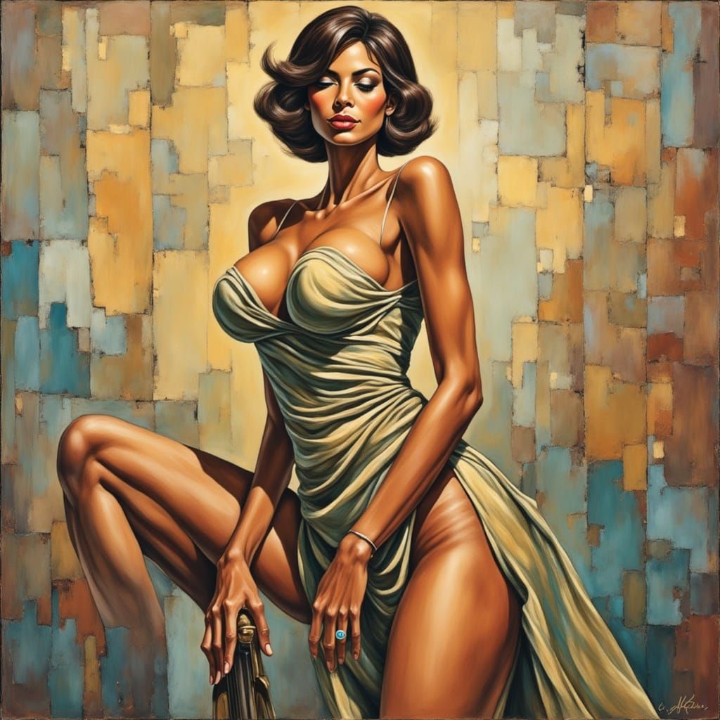 Impressionist Portrait of Woman in 1960s Style