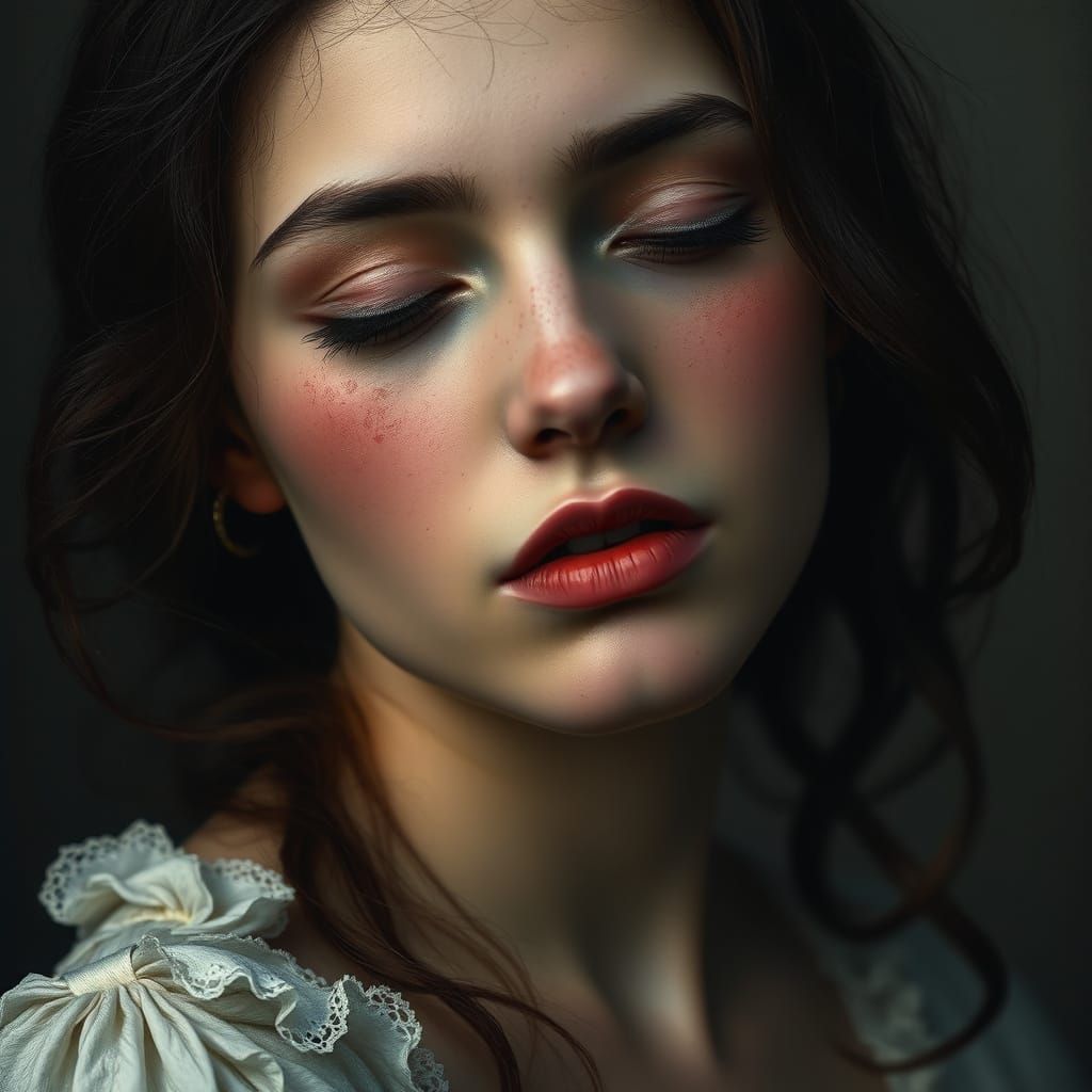 Melancholic Pre-Raphaelite Portrait of Fading Beauty