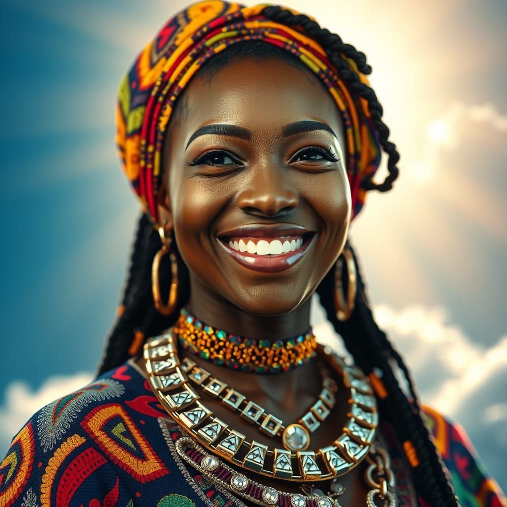 Naomi Campbell Portrait in African-Futuristic Style