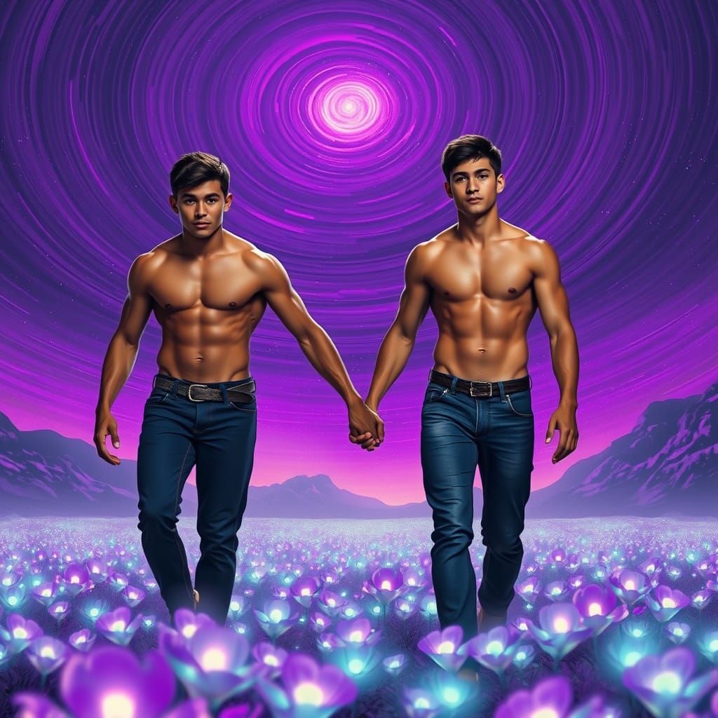 Cosmic Alien Landscape with Bioluminescent Flora