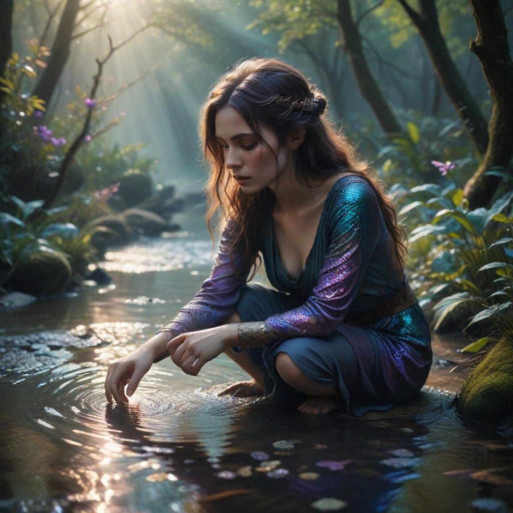 Ethereal Goddess in Serene Jungle Oasis