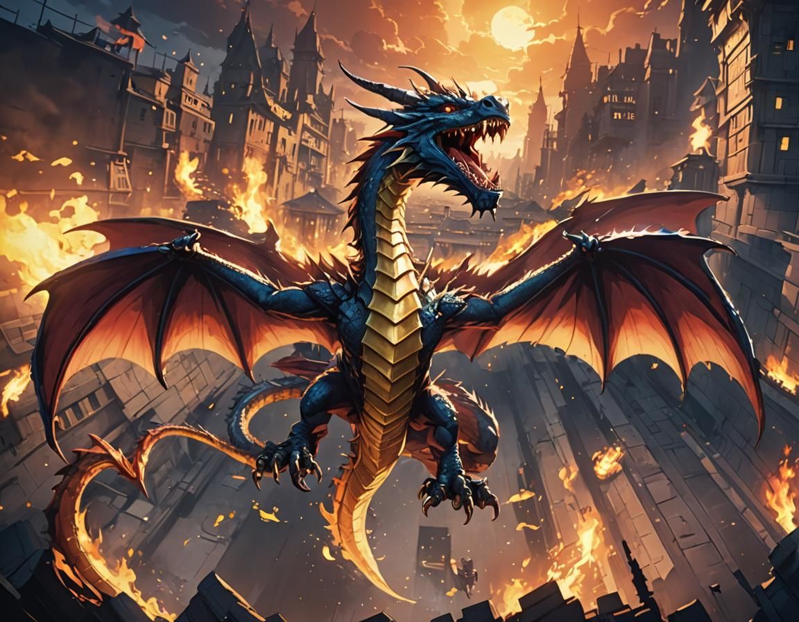 Cel-Shaded Dragon in Anime Style