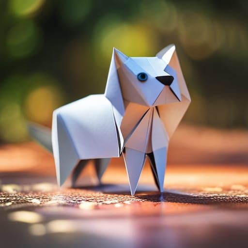 Dog Origami Papercraft Sculpture in 8K