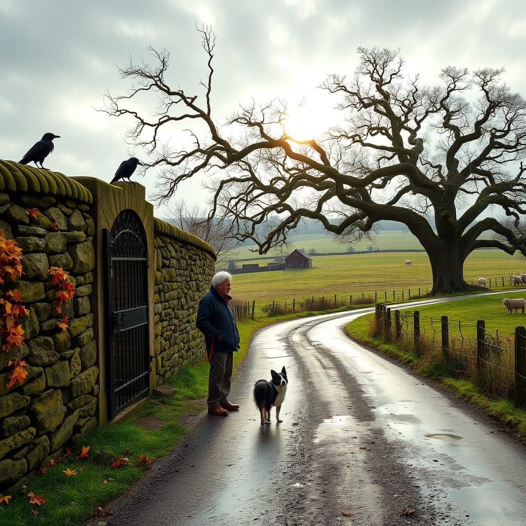 Rustic Irish Countryside Scene with Autumn Colours