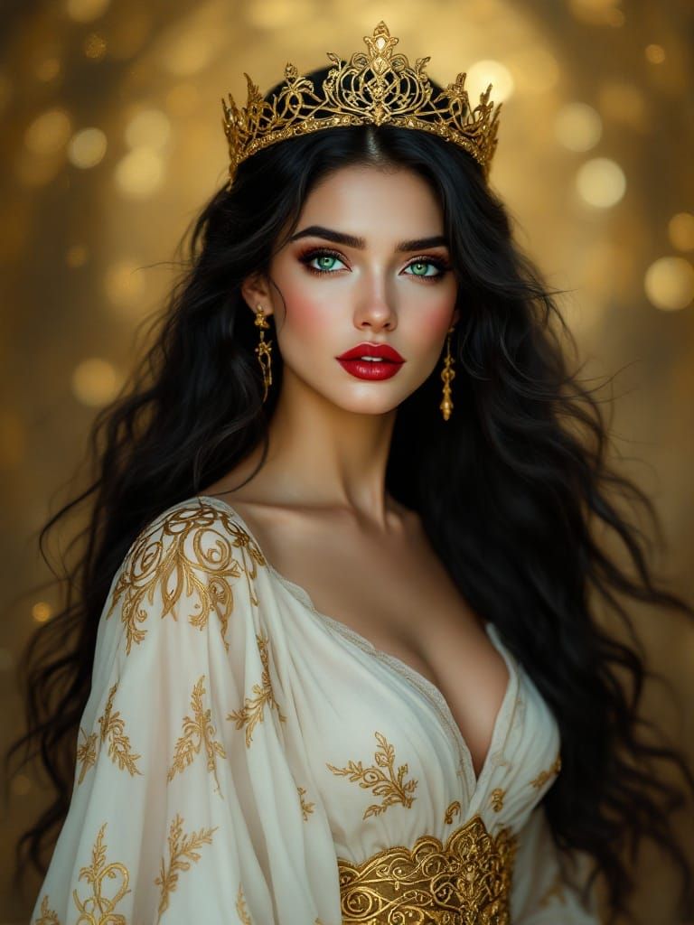 Enchanting Queen in Celtic-Inspired Splendor