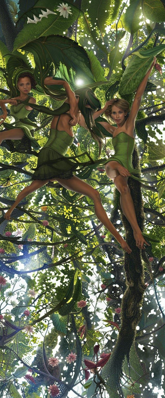 Enchanted Fairies Dancing Among Trees