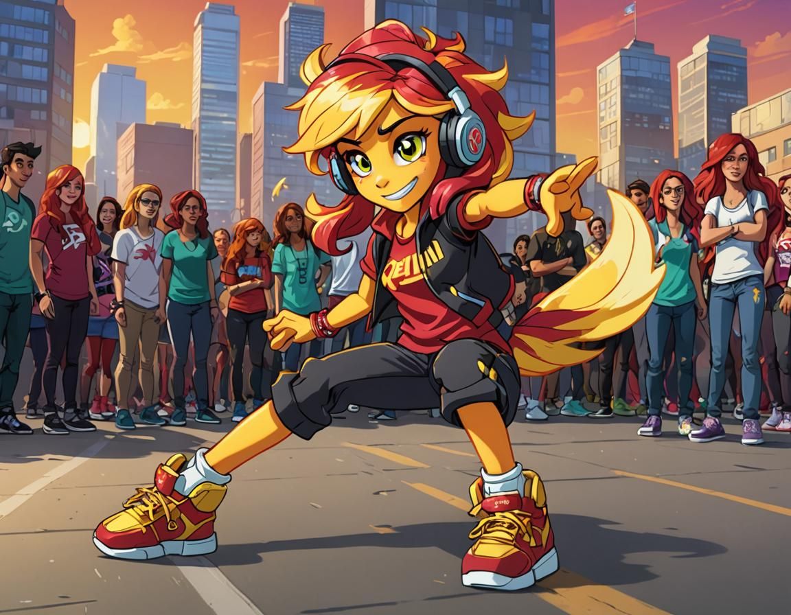 Sunset Shimmer Breakdancing in Action