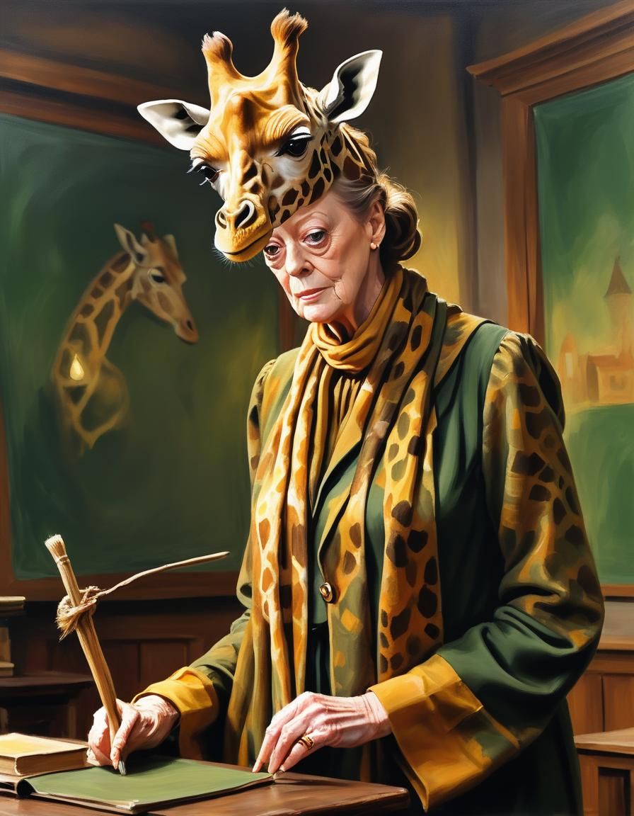 McGonagall's Giraffe Transformation: An Oil Painting Portrai...