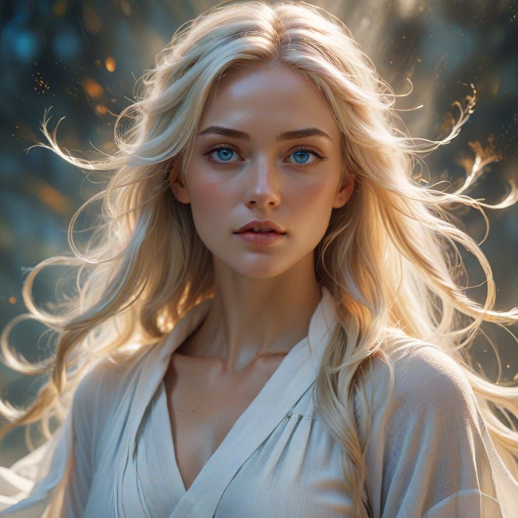 Ethereal Goddess in Flowing Linen Robe