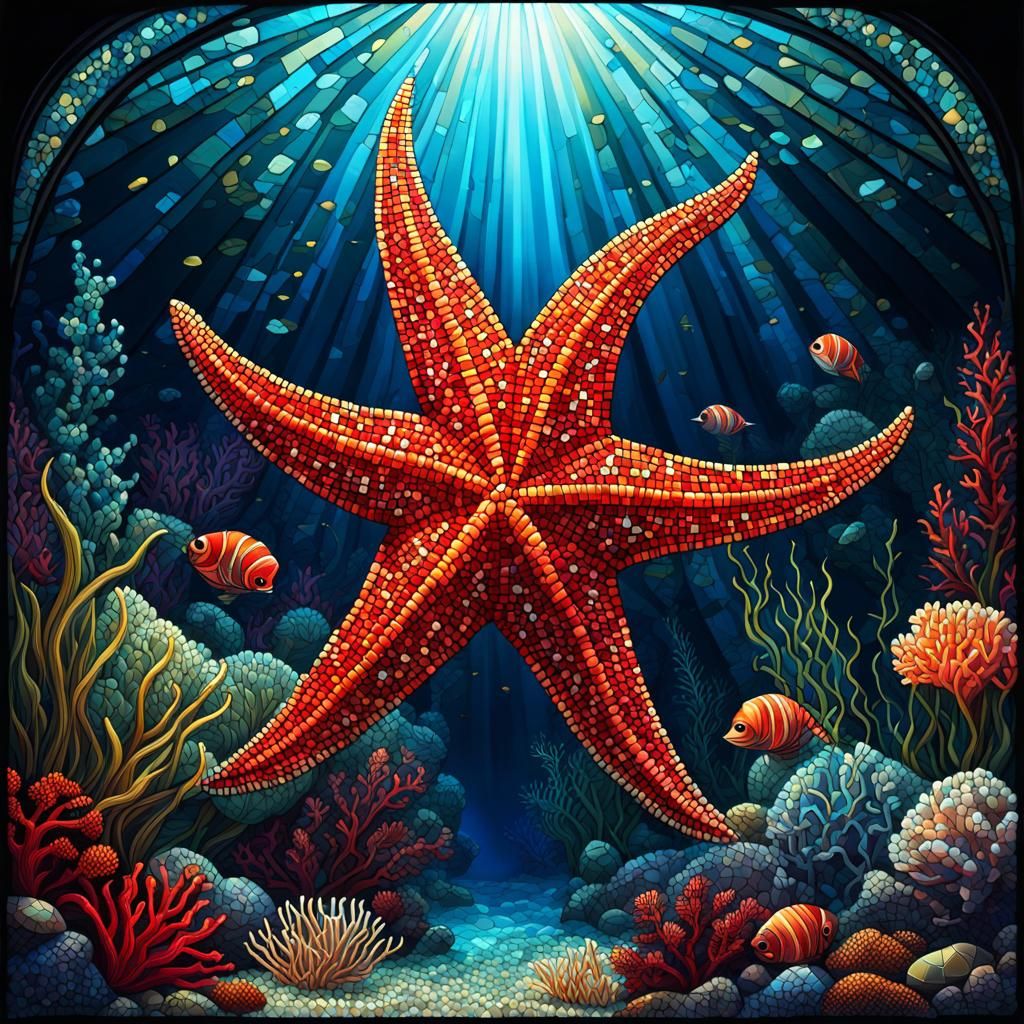Underwater mosaic starfish
