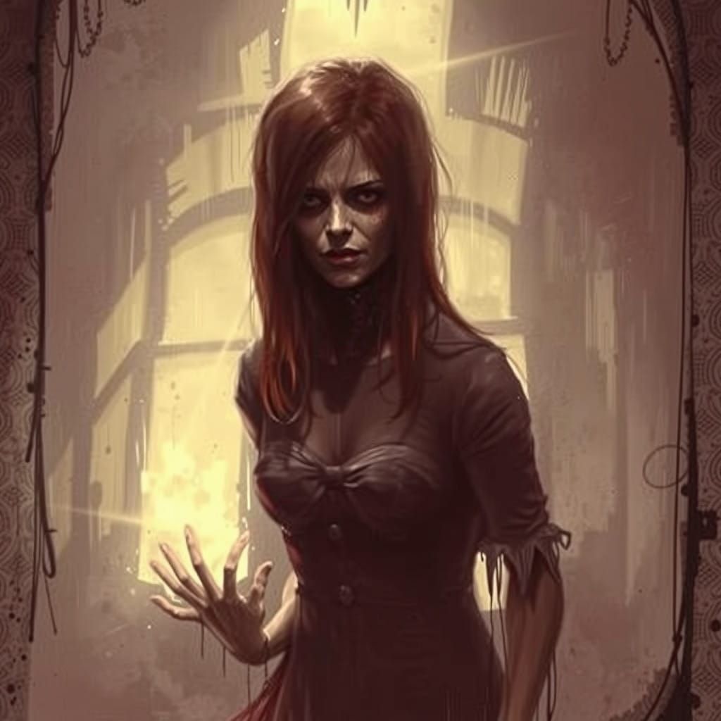 Sinister Woman in Deep Contrast, Hyperrealistic Art