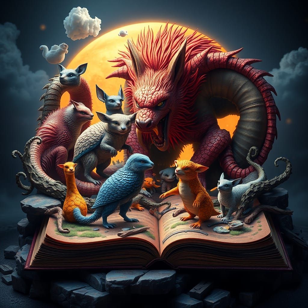 Fantastical Animal Pop-Up Book: Detailed Matte Painting