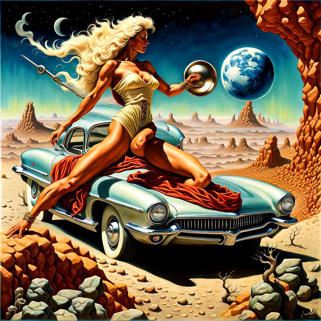 Sensual Fantasy Creature in Retro Futurism Style