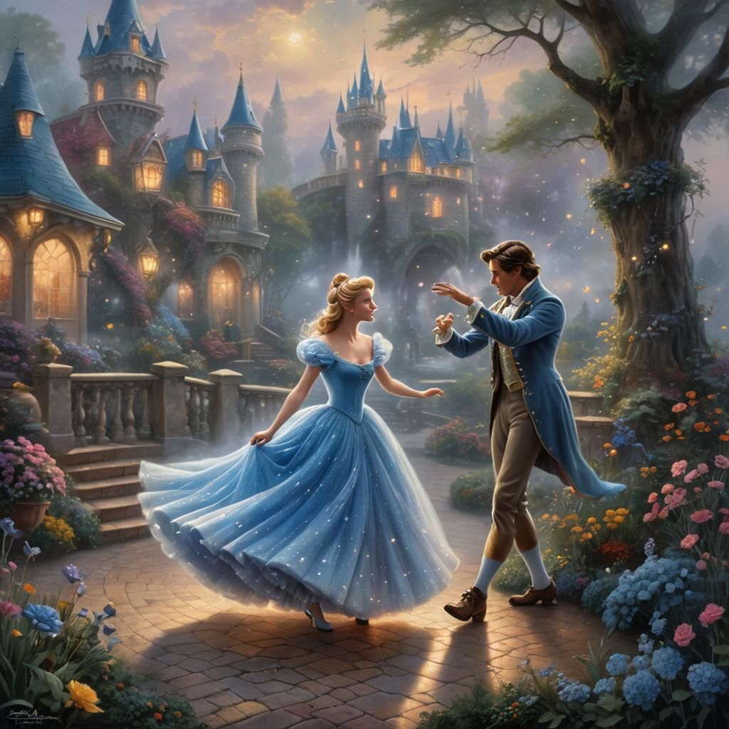 Cinderella's Ethereal Dance: A Fantasy Scene