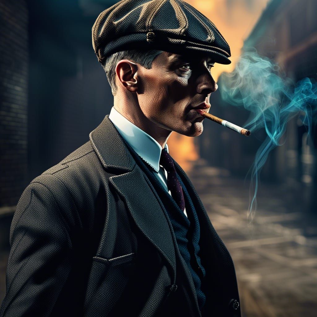 Hyperrealistic Thomas Shelby in Dramatic Scene
