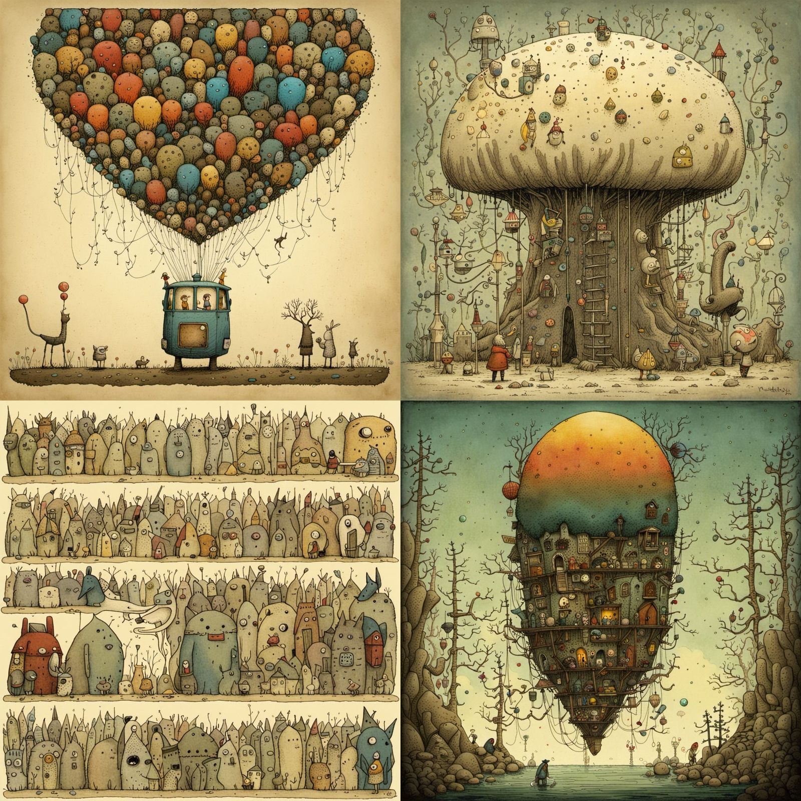 Surreal Architectural Fantasy Drawing