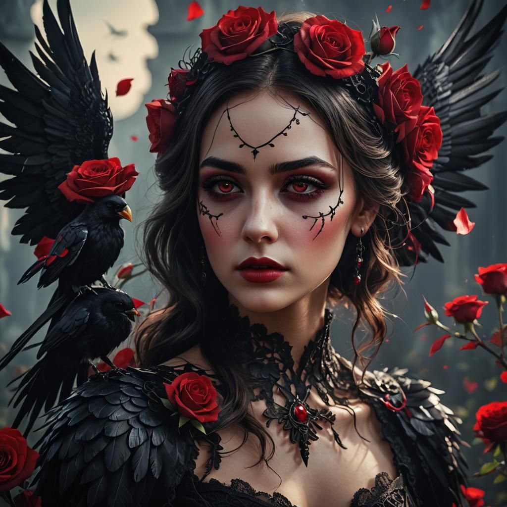 Surrealistic Gothic Goddess in Majestic Dark Fantasy