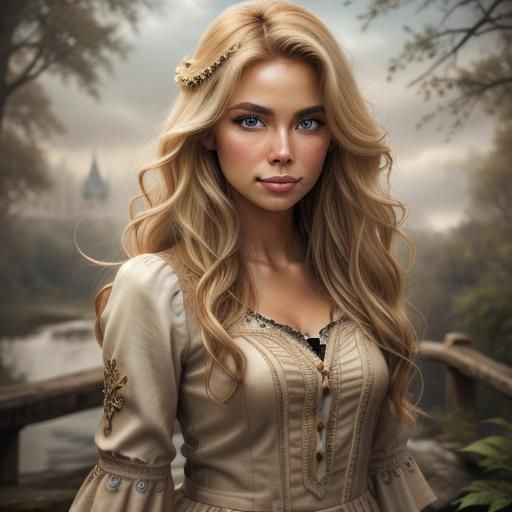 Pretty Girl Portrait in Photorealistic Style