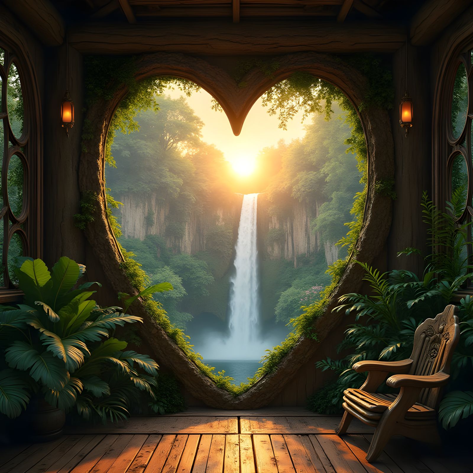 Surreal Treehouse Oasis at Sunset