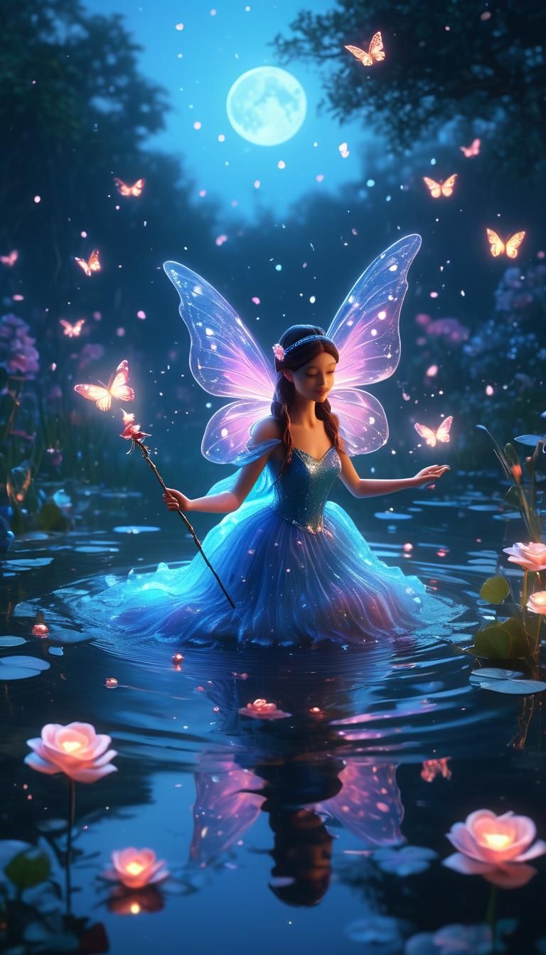 A realistic 3D image of an ethereal atmosphere with a fairy ...