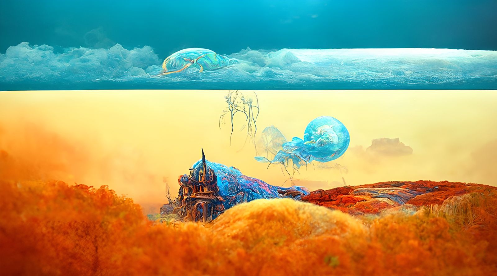 Misty Landscape in Art Nouveau Style