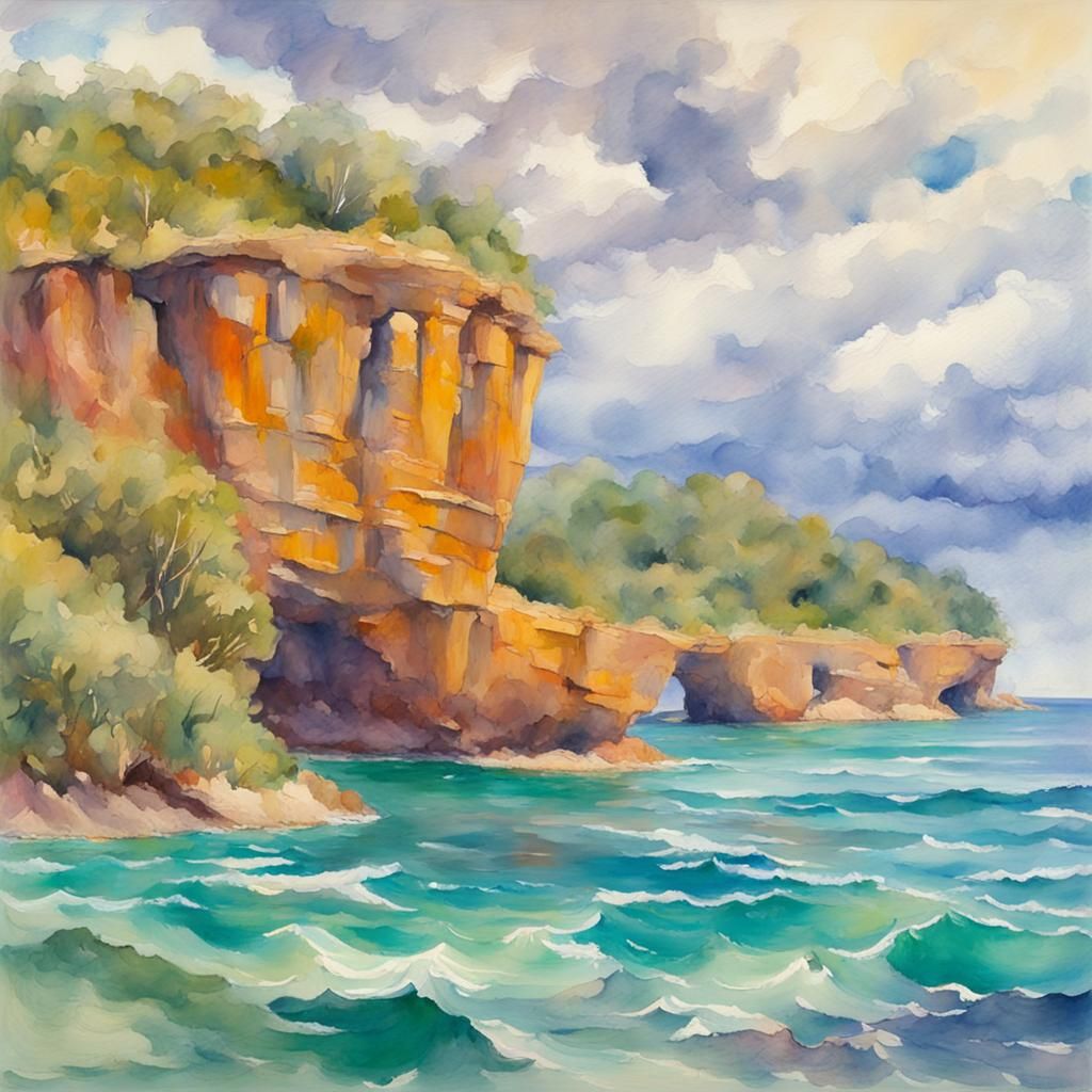 Great Barrier Reef in Gouache and Watercolor Style