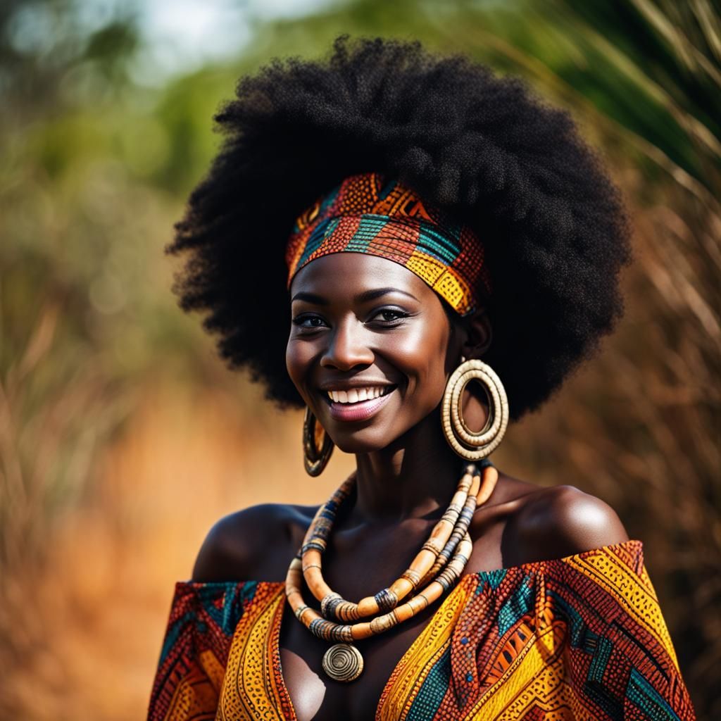 Radiant African Woman in Jungle Setting