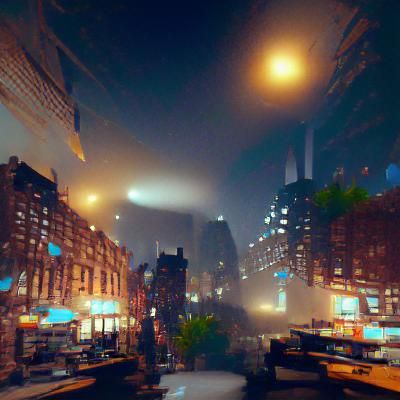 Foggy New York Night: Nostalgic Concept Art