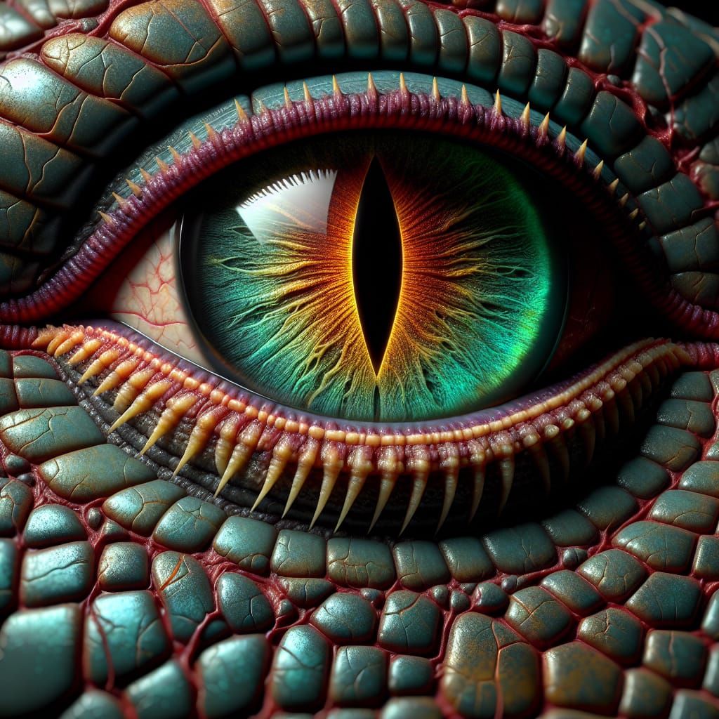 Detailed Alien Eye with Scaly Texture in Digital Art