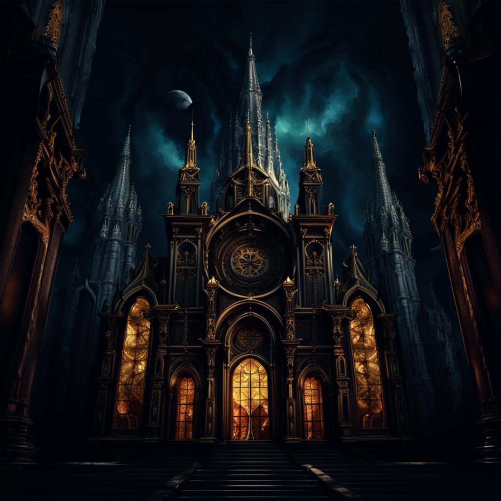 Spooky Baroque Cathedral at Night