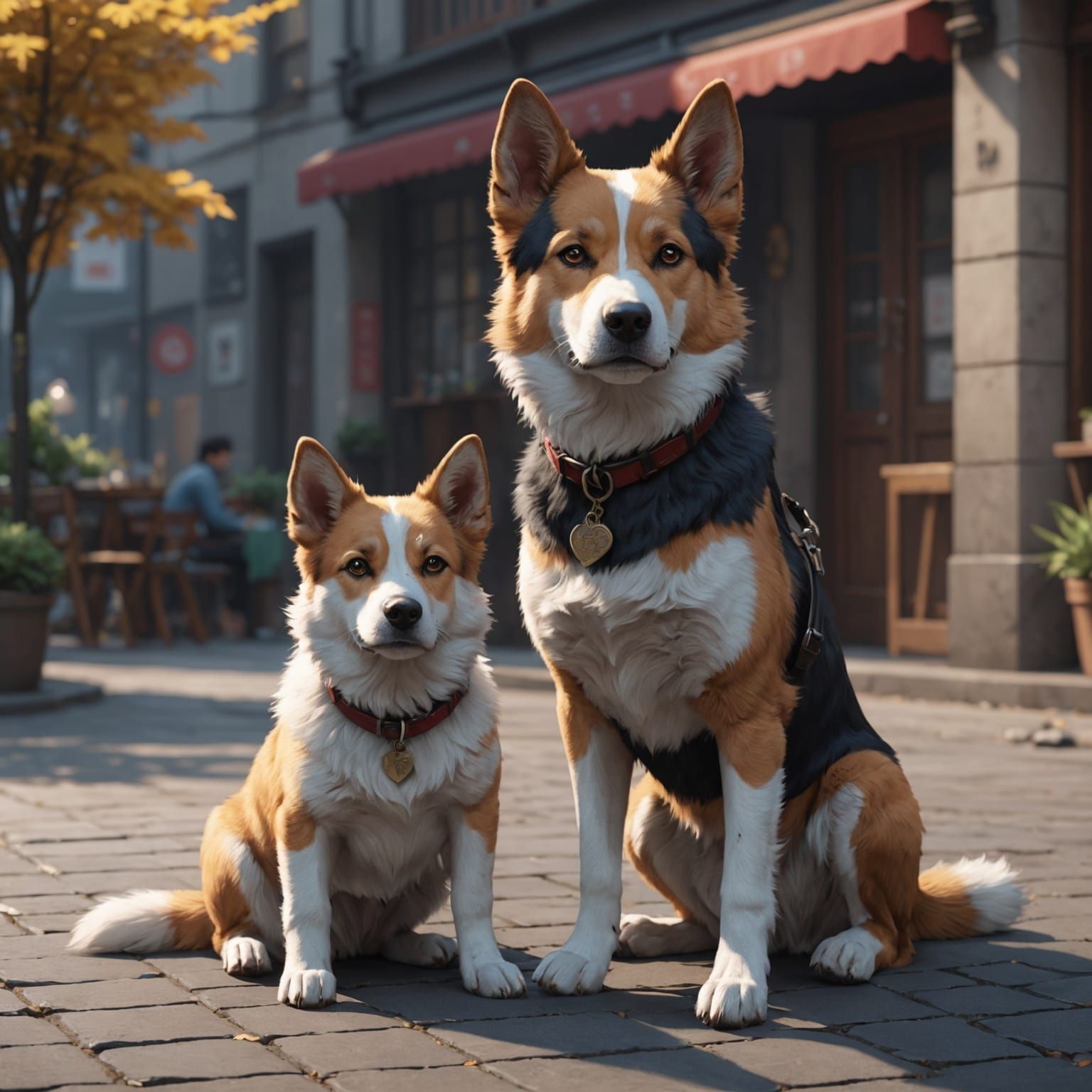 Three Anime Dogs in Detailed 3D Rendering