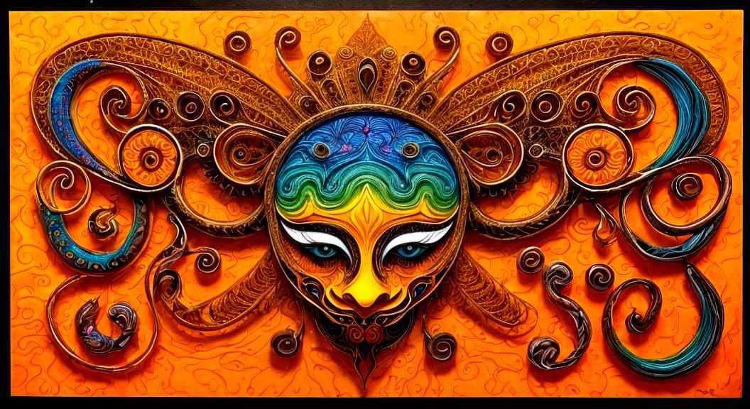 Surreal Orange Ice Cream String Art Portrait