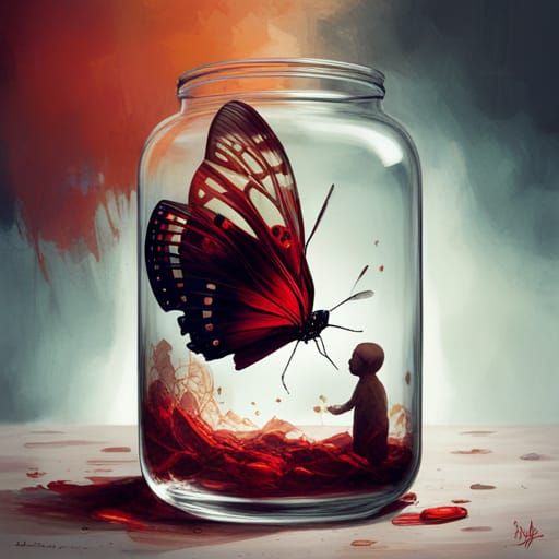 Butterfly in a Bottle: Surreal Digital Art