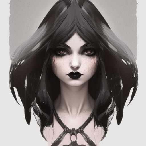 Hyperdetailed Gothic Doll Portrait in Art Nouveau Style