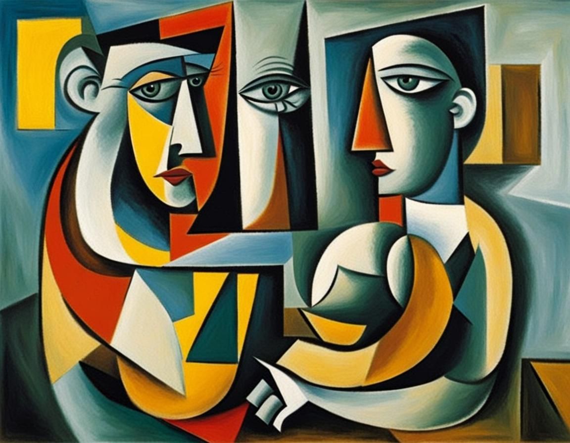Cubist Oil Painting in Picasso Style