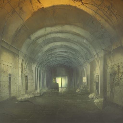 Abandoned Asylum Nightmare in Dark Film Noir Style