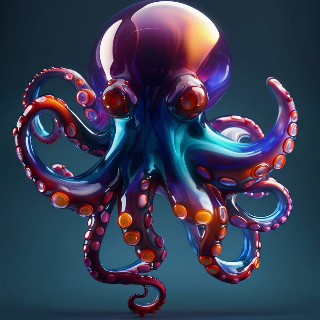 Detailed Glass Octopus Figurine in Matte Painting Style