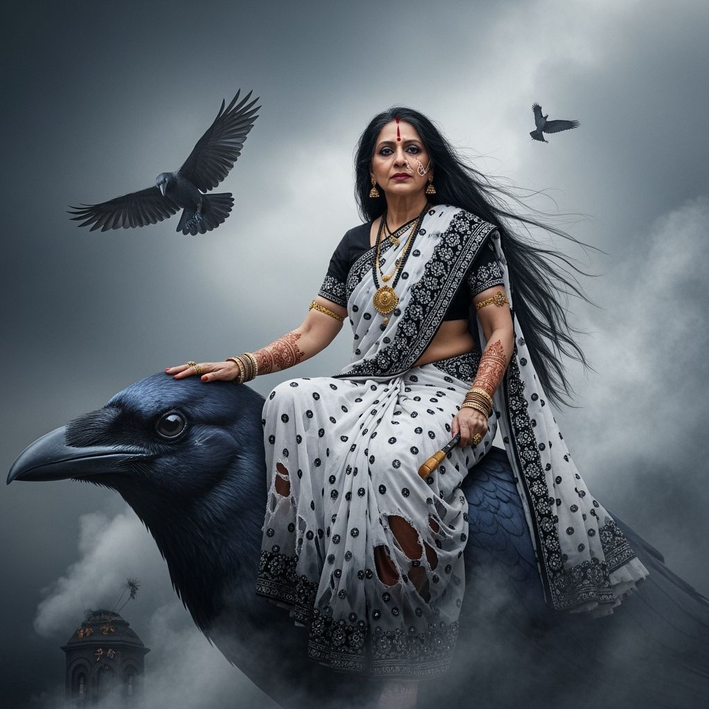Dhumavati on Crow, Hindu Goddess of Misfortune