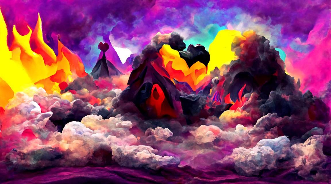 Heaven, Hell, and Void: Colorful Fauvism Oil Painting