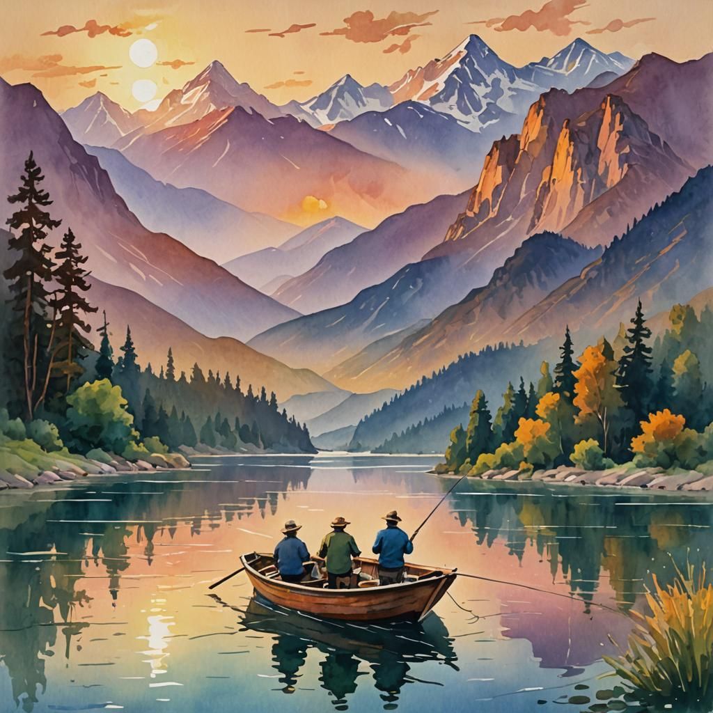 Three friend fishing