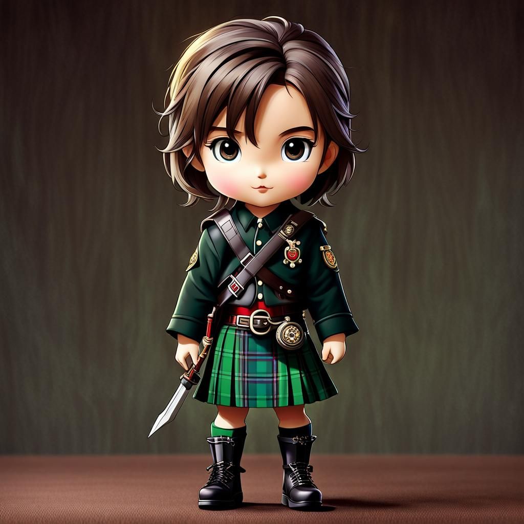 Chibi Character in MacLean Clan Tartan Kilt