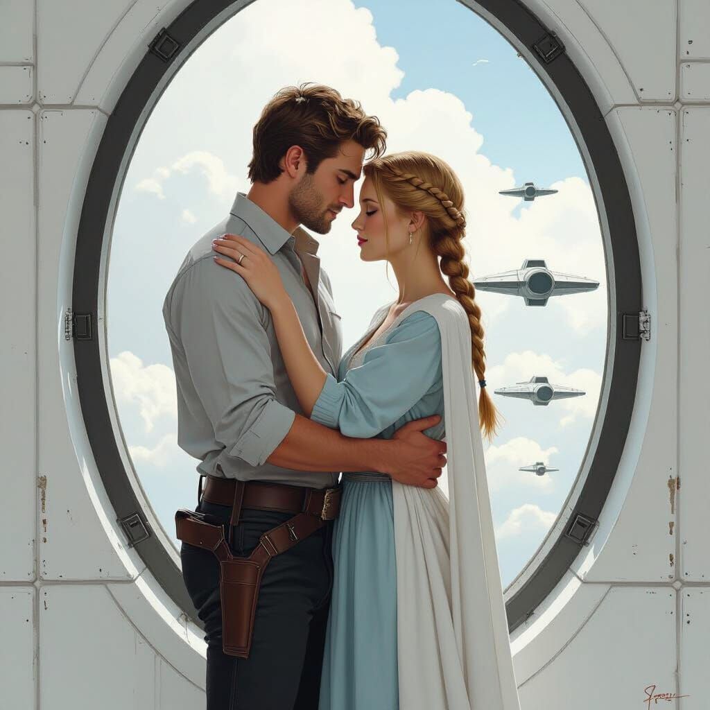 Futuristic Embrace: Hyperrealistic Sci-Fi Scene