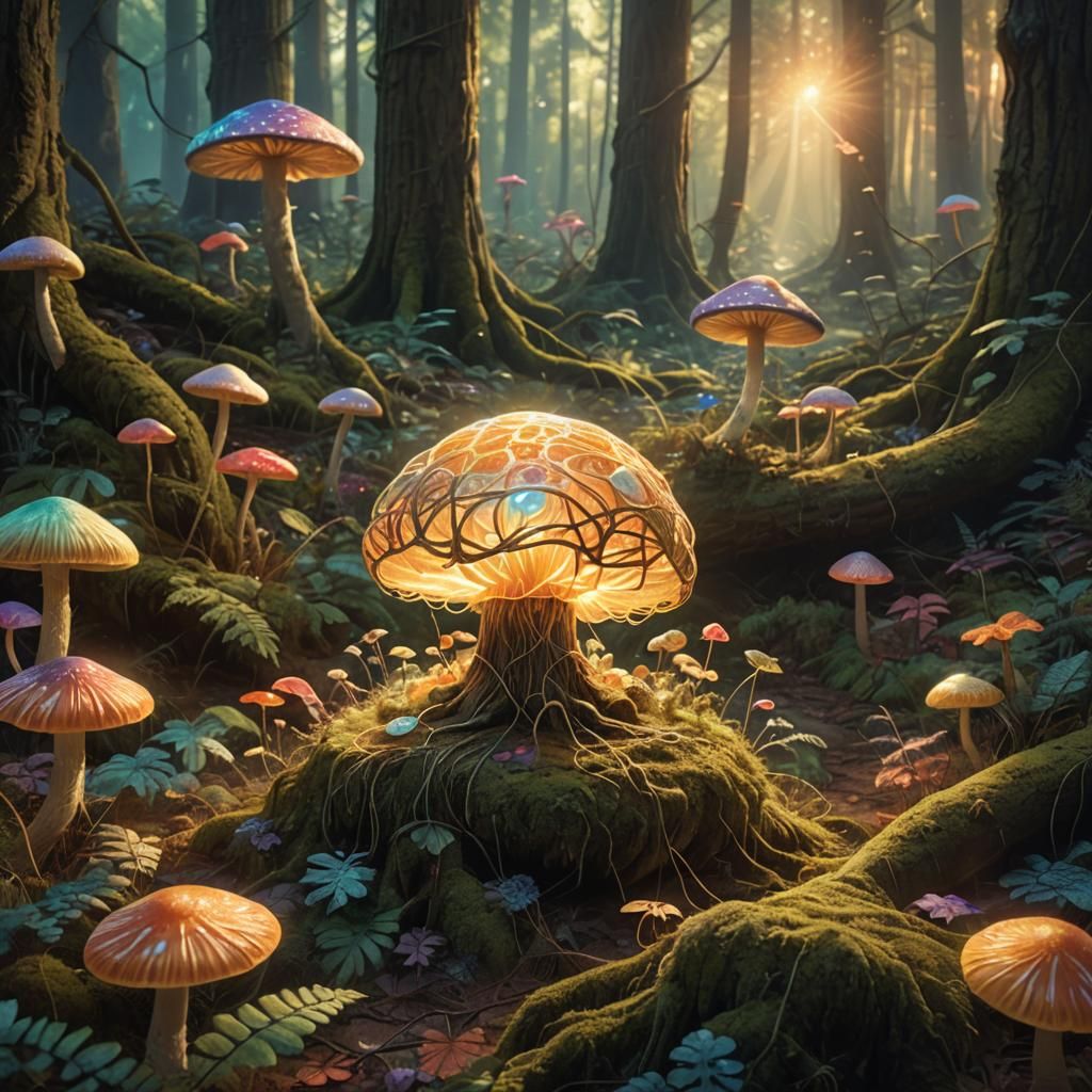 Glowing Yarn Ball in Mystical Forest