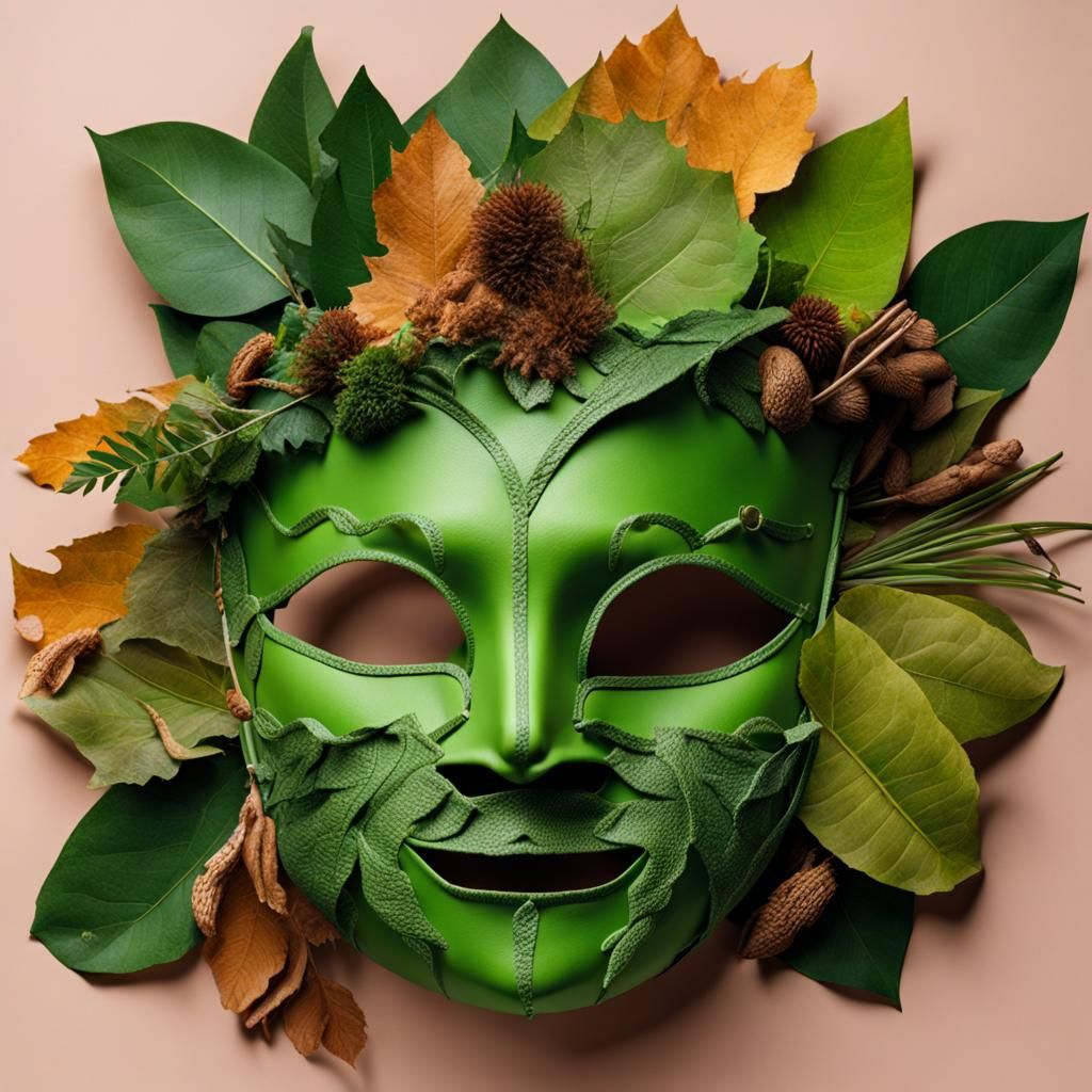 Ornate Green Leaf Mask for Masquerade Ball