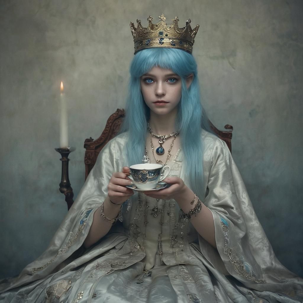 Ethereal Dark Fantasy: Princess Sipping Tea