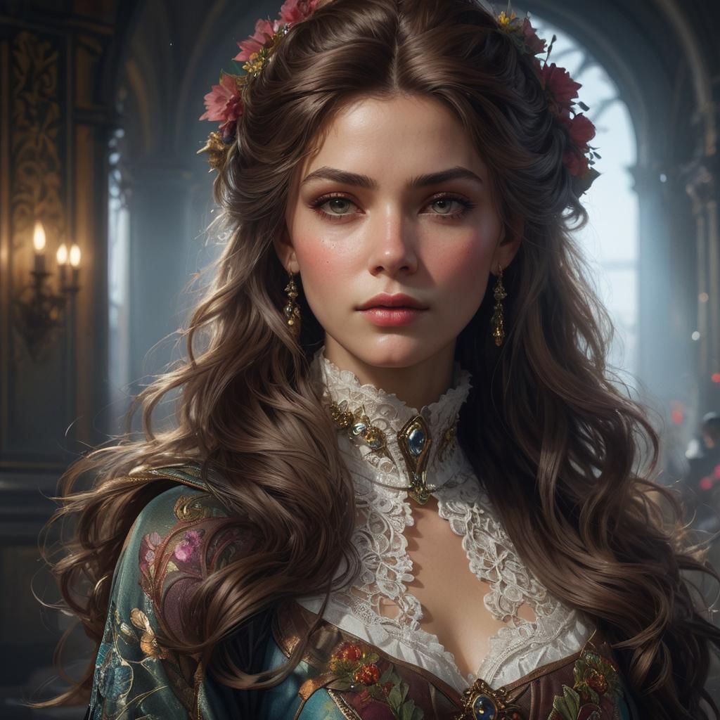 Hyperdetailed Portrait in Art Nouveau Style